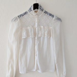 VINTAGE Jessica McClintock / Gunne Sax Lace Blouse